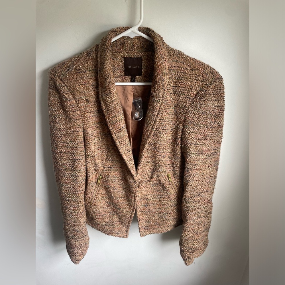 The Limited NWT Wool blend Acrylic Brown Fall Neutral Blazer Medium